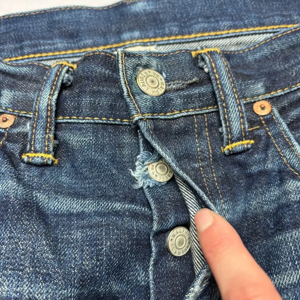 RRL Double RL Slim Fit Japan Woven Selvedge Denim Jeans Men's 30x32 Whiskering